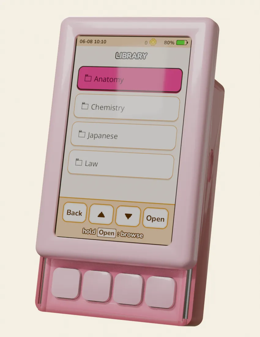 A kotohi device showing the decks screen.